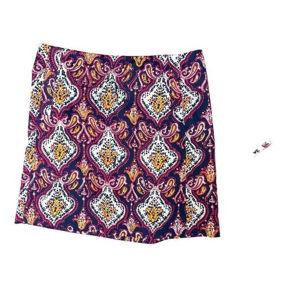 J. Crew Factory Blue Pink Bohemian Paisley Printed Stretch Mini Skirt Size 0 EUC - Picture 10 of 10